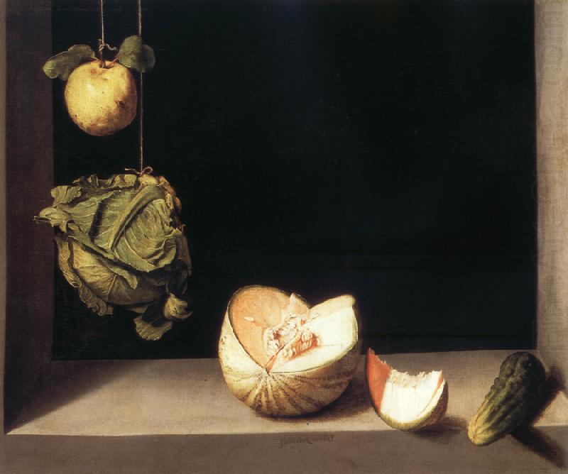 Still life with quince,cabbage,Melon and Cucumber, Juan Sanchez-Cotan